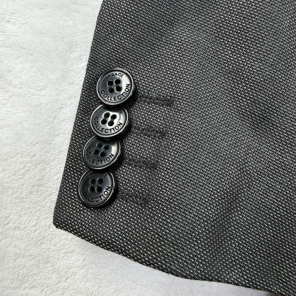 Versace Collection Silk Wool Blazer Men's 40L Birds Eye Medusa Lining Sport Coat